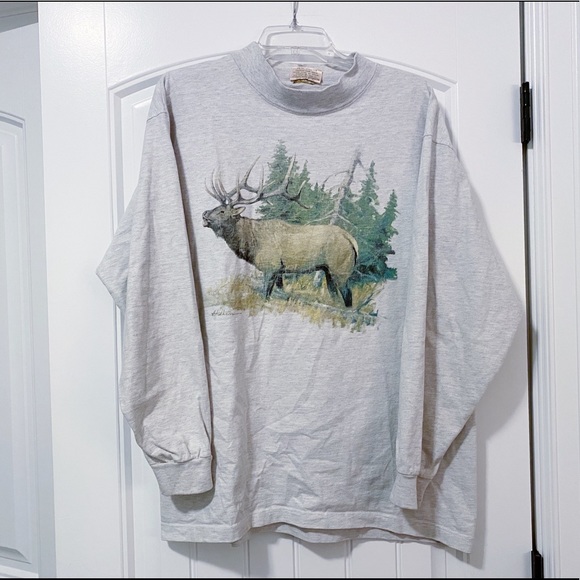 ☼Vintage Elk Mock Neck Long Sleeve☼ - Picture 4 of 9